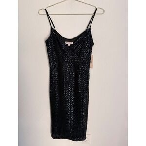 Nanette Lepore Navy Sequin Embellished Cocktail Party Wrap Dress Size 6 NWT